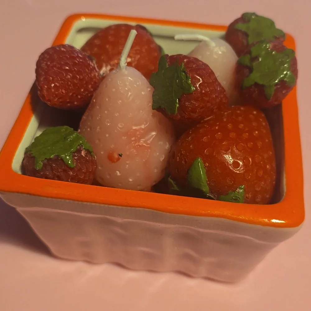 ❤️BUY 2 GET 1 FREE  Strawberry Basket Ceramic Candle, Color Red/Pink, $48.00 USD